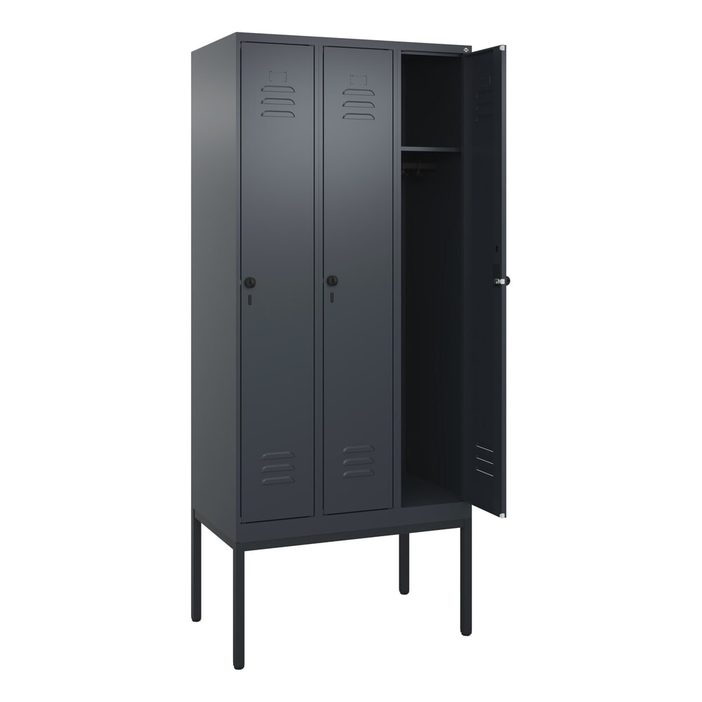 Illustration du produit: C+P Spind Classic PLUS, Gestell, 3 Abteile, HxBxT 2.120 x 900 x 500 mm, anthrazitgrau, anthrazitgrau, für Vorhängeschloss, ohne Mitteltrennwand