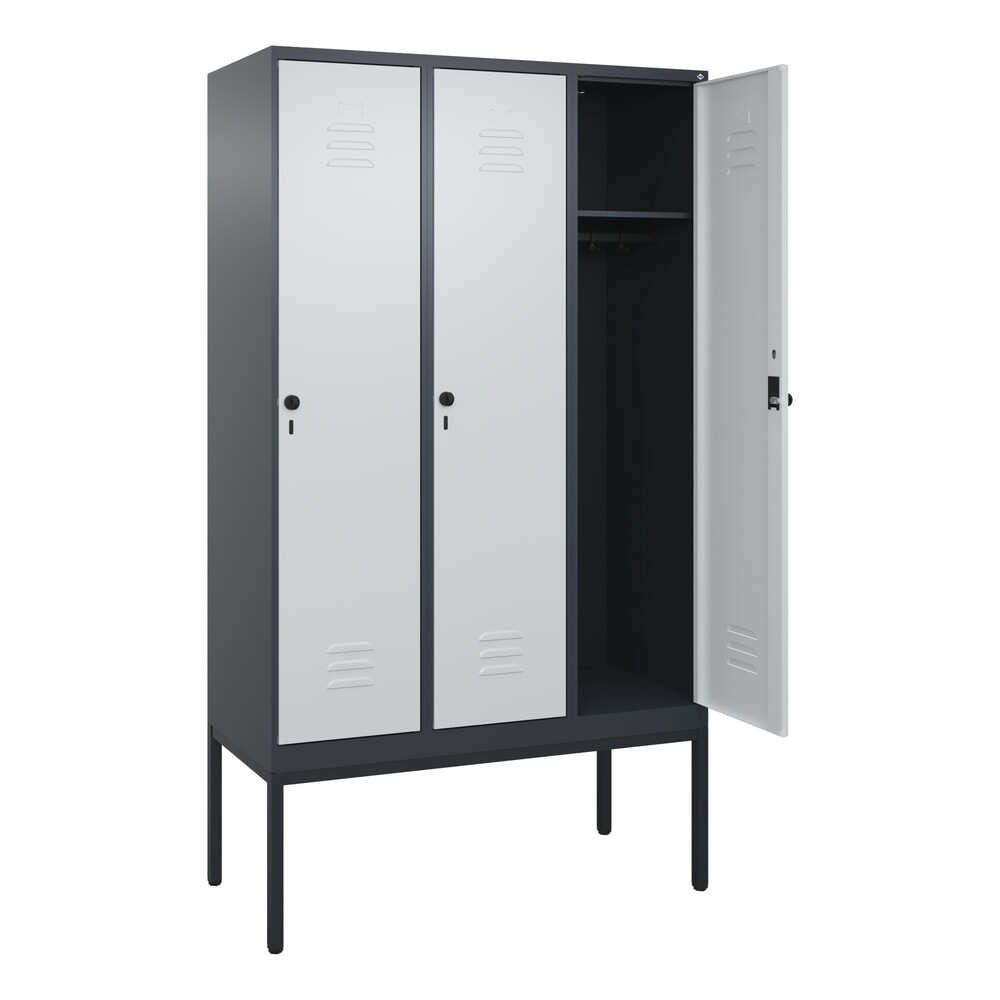 Illustration du produit: C+P Spind Classic PLUS, Gestell, 3 Abteile, HxBxT 2.120 x 1.200 x 500 mm, anthrazitgrau, lichtgrau, für Vorhängeschloss, ohne Mitteltrennwand