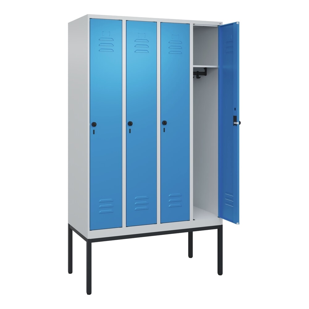Illustration du produit: C+P Spind Classic PLUS, Gestell, 4 Abteile, HxBxT 2.120 x 1.200 x 500 mm, lichtgrau, lichtblau, für Vorhängeschloss, ohne Mitteltrennwand