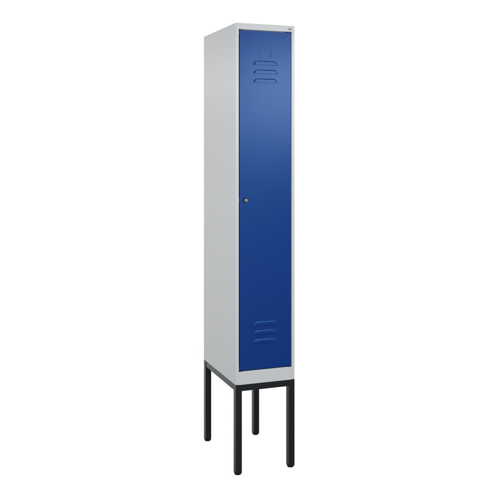 Illustration du produit: C+P Spind Classic PLUS, Gestell, 1 Abteil, HxBxT 2.120 x 300 x 500 mm, lichtgrau, enzianblau, Zylinderschloss, mit Mitteltrennwand