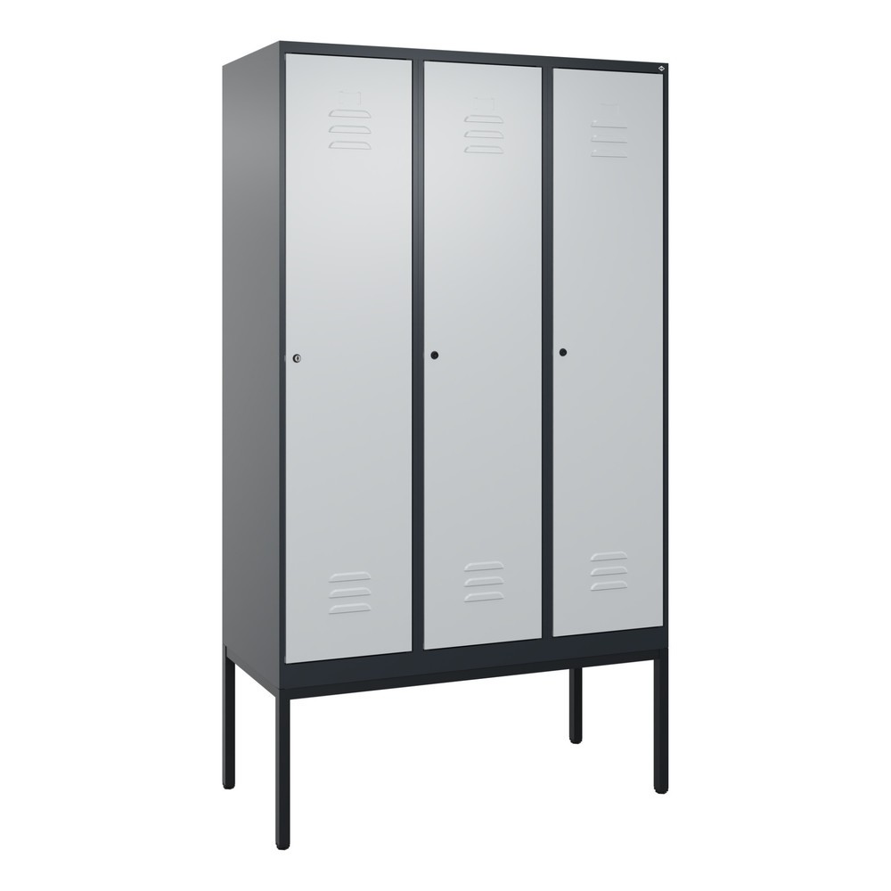 Illustration du produit: C+P Spind Classic PLUS, Gestell, 3 Abteile, HxBxT 2.120 x 1.200 x 500 mm, anthrazitgrau, lichtgrau, Zylinderschloss, mit Mitteltrennwand