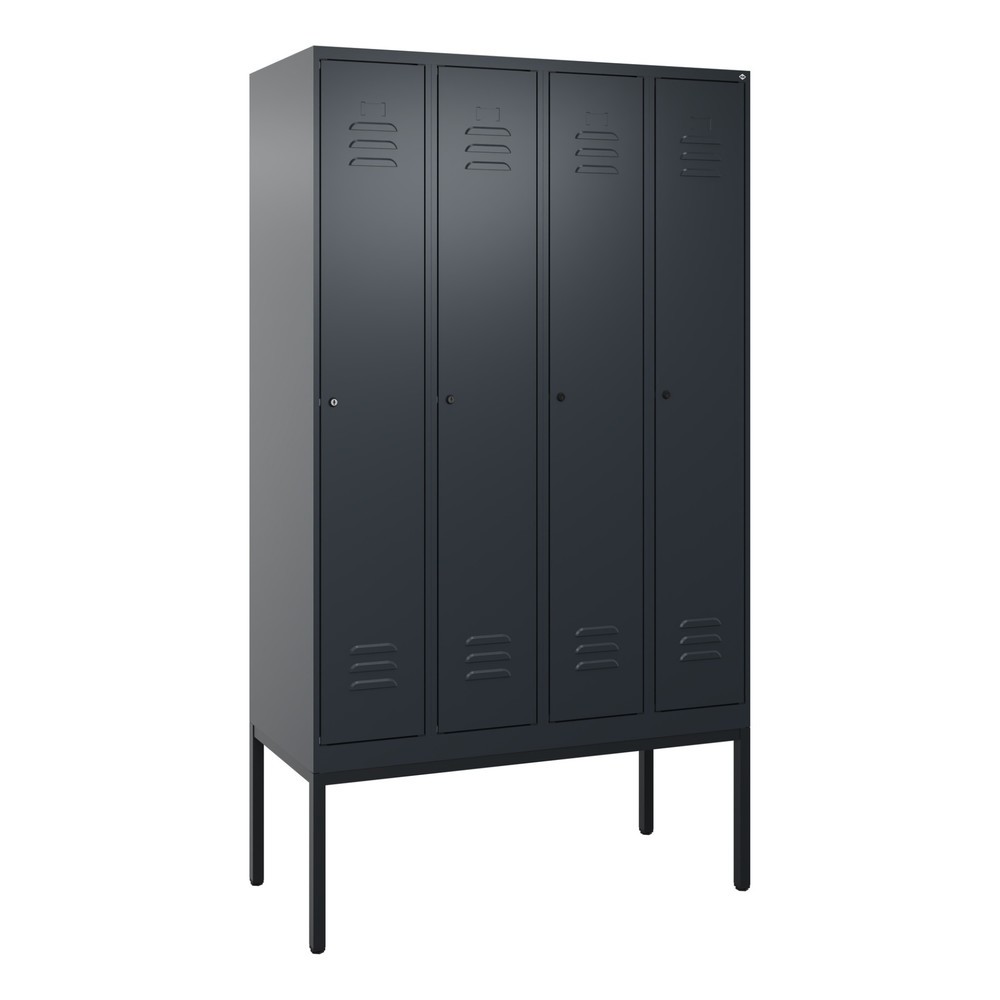 Illustration du produit: C+P Spind Classic PLUS, Gestell, 4 Abteile, HxBxT 2.120 x 1.200 x 500 mm, anthrazitgrau, anthrazitgrau, Zylinderschloss, mit Mitteltrennwand