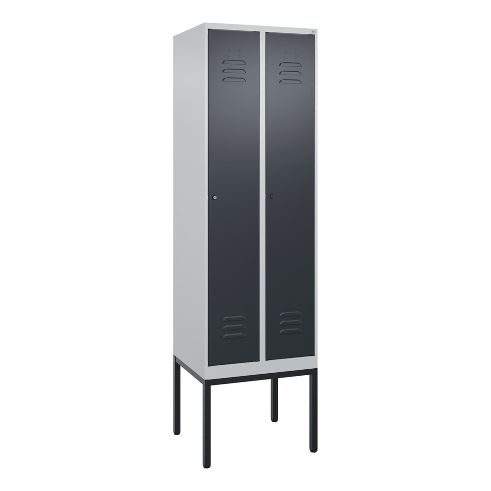 N° de l'image du produit 9 : C+P Spind Classic PLUS, Gestell, 2 Abteile, HxBxT 2.120 x 600 x 500 mm, lichtgrau, anthrazitgrau, Zylinderschloss, mit Mitteltrennwand