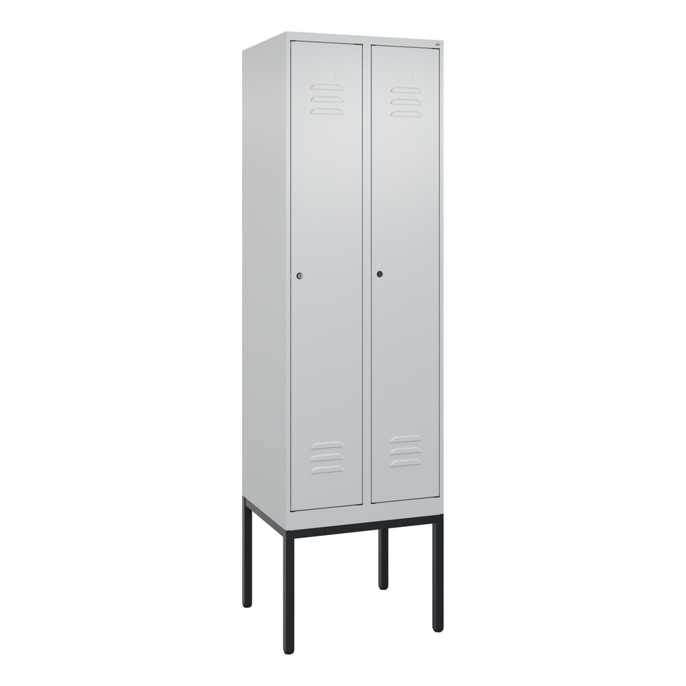 N° de l'image du produit 9 : C+P Spind Classic PLUS, Gestell, 2 Abteile, HxBxT 2.120 x 600 x 500 mm, lichtgrau, lichtgrau, Zylinderschloss, mit Mitteltrennwand