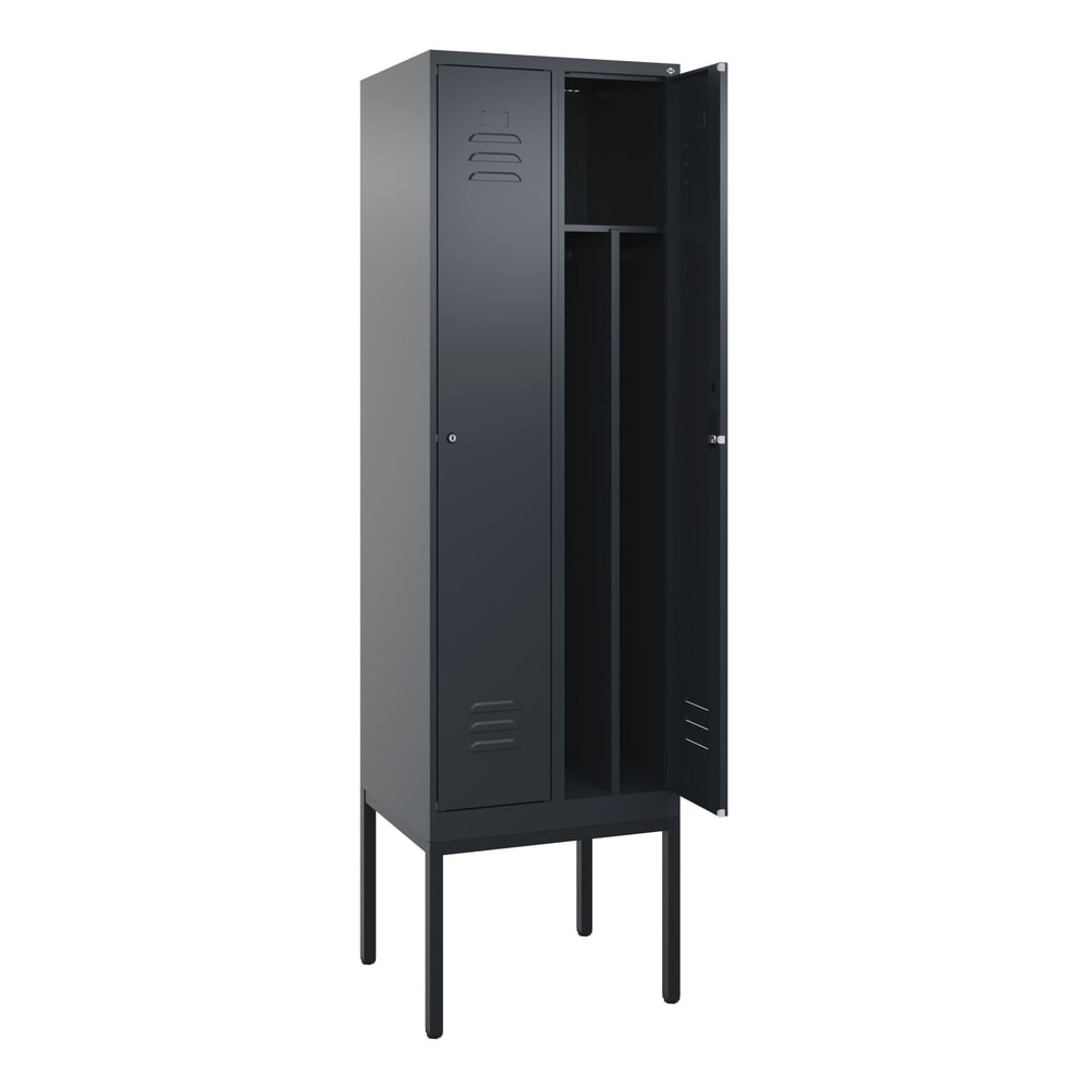 Illustration du produit: C+P Spind Classic PLUS, Gestell, 2 Abteile, HxBxT 2.120 x 600 x 500 mm, anthrazitgrau, anthrazitgrau, Zylinderschloss, mit Mitteltrennwand