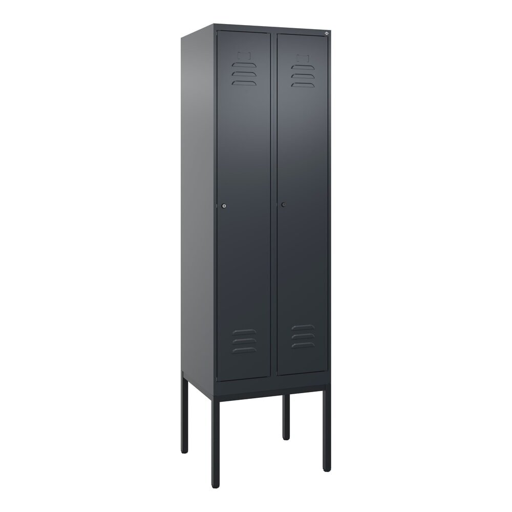 N° de l'image du produit 9 : C+P Spind Classic PLUS, Gestell, 2 Abteile, HxBxT 2.120 x 600 x 500 mm, anthrazitgrau, anthrazitgrau, Zylinderschloss, mit Mitteltrennwand