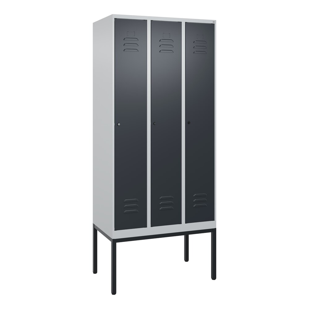 N° de l'image du produit 9 : C+P Spind Classic PLUS, Gestell, 3 Abteile, HxBxT 2.120 x 900 x 500 mm, lichtgrau, anthrazitgrau, Zylinderschloss, mit Mitteltrennwand