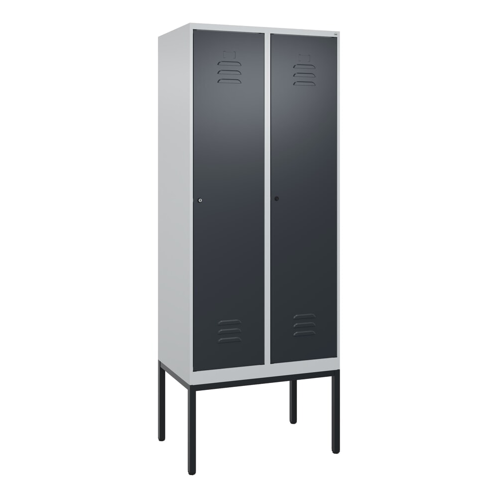Produktabbildung Nr. 9: C+P Spind Classic PLUS, Gestell, 2 Abteile, HxBxT 2.120 x 800 x 500 mm, lichtgrau, anthrazitgrau, Zylinderschloss, mit Mitteltrennwand