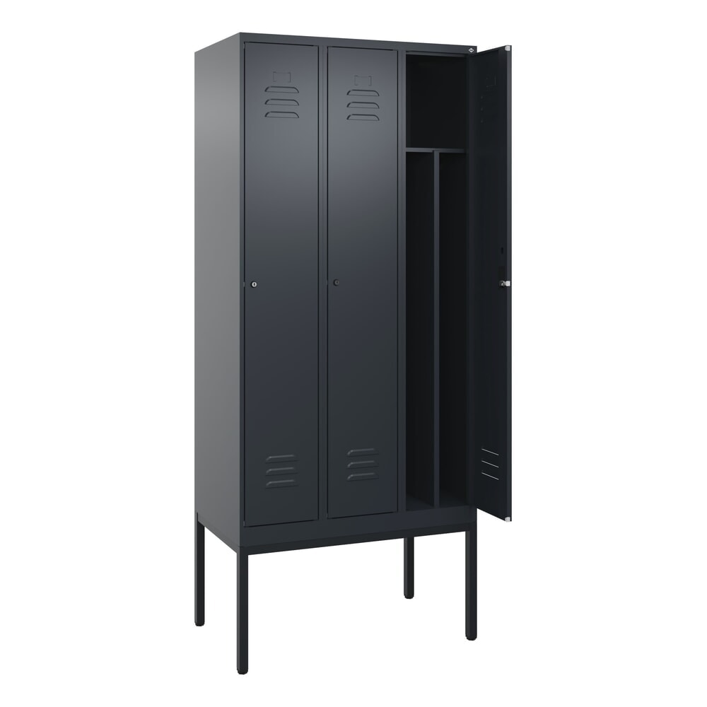 Illustration du produit: C+P Spind Classic PLUS, Gestell, 3 Abteile, HxBxT 2.120 x 900 x 500 mm, anthrazitgrau, anthrazitgrau, Zylinderschloss, mit Mitteltrennwand