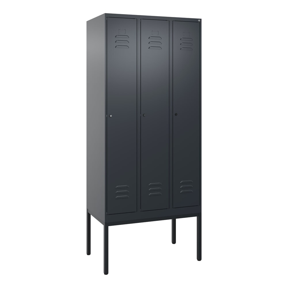 N° de l'image du produit 9 : C+P Spind Classic PLUS, Gestell, 3 Abteile, HxBxT 2.120 x 900 x 500 mm, anthrazitgrau, anthrazitgrau, Zylinderschloss, mit Mitteltrennwand