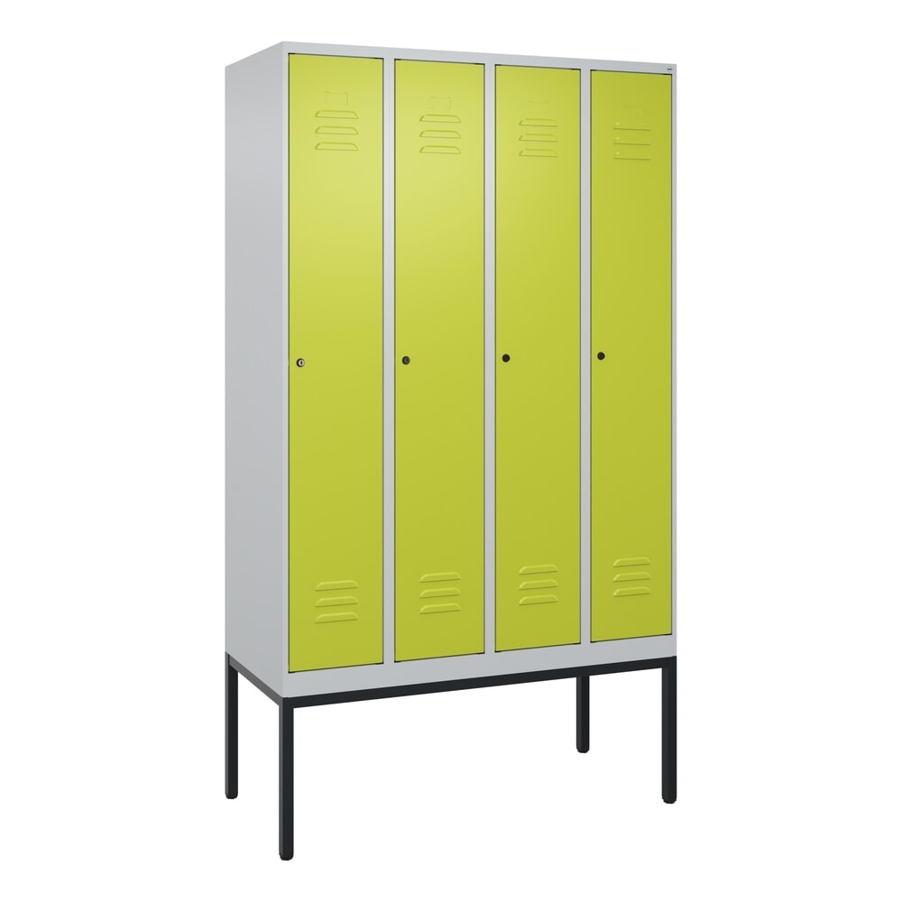 Produktabbildung Nr. 9: C+P Spind Classic PLUS, Gestell, 4 Abteile, HxBxT 2.120 x 1.200 x 500 mm, lichtgrau, clowngrün, Zylinderschloss, mit Mitteltrennwand