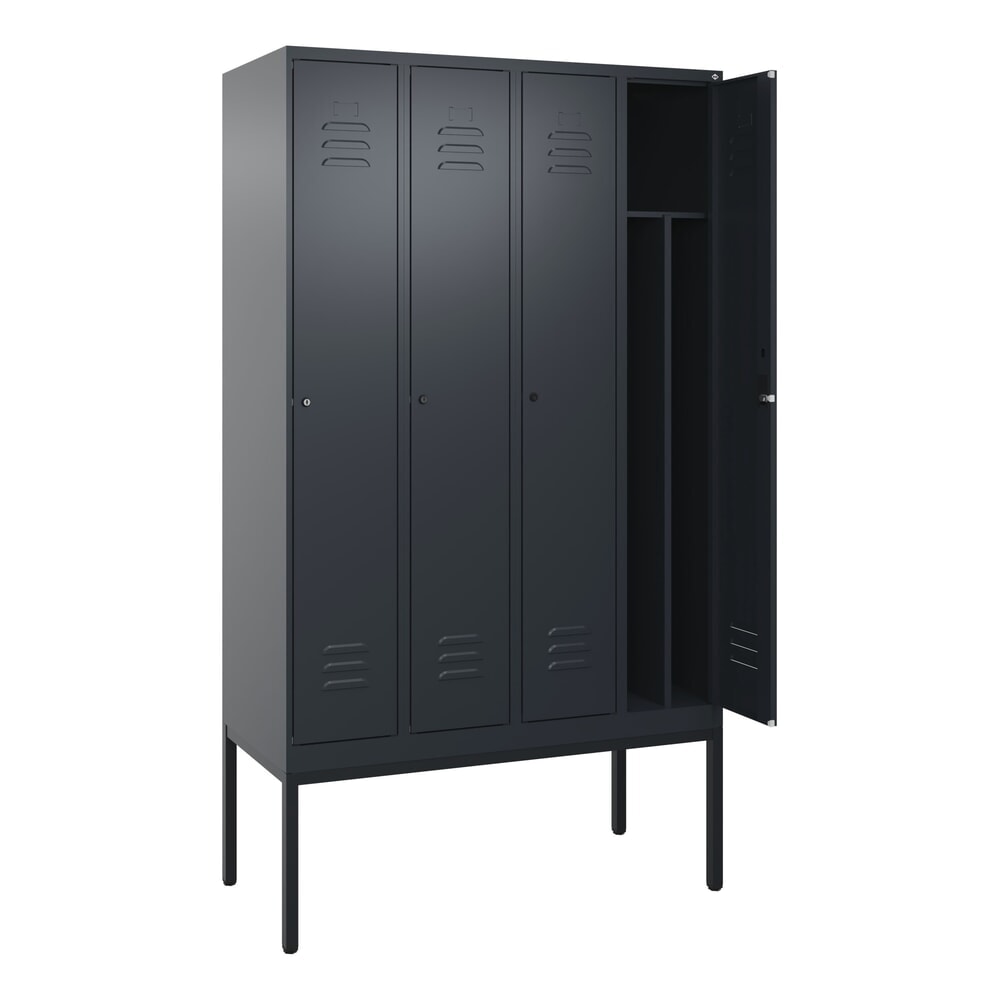 Produktabbildung Nr. 1: C+P Spind Classic PLUS, Gestell, 4 Abteile, HxBxT 2.120 x 1.200 x 500 mm, anthrazitgrau, anthrazitgrau, Zylinderschloss, mit Mitteltrennwand