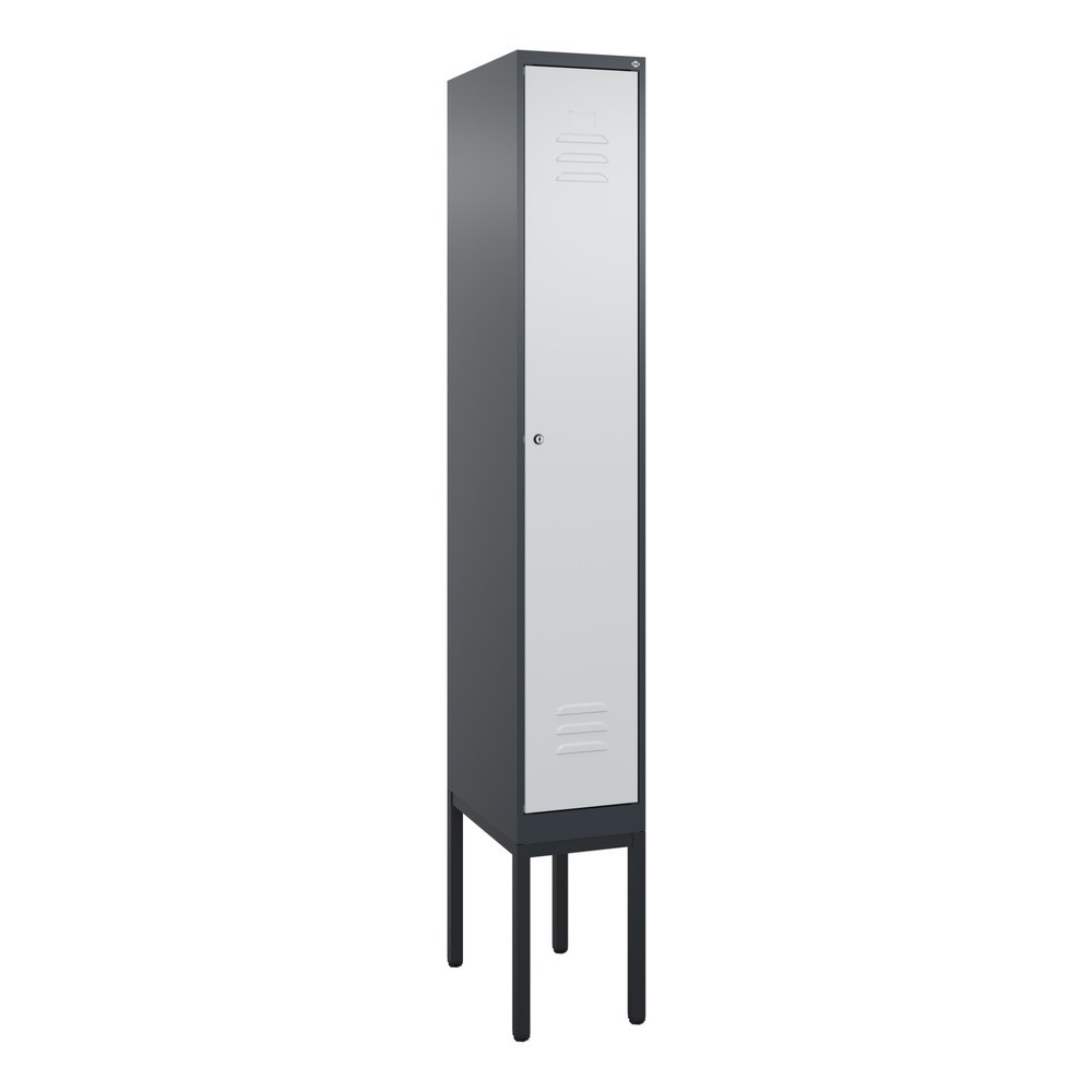 Illustration du produit: C+P Spind Classic PLUS, Gestell, 1 Abteil, HxBxT 2.120 x 300 x 500 mm, anthrazitgrau, lichtgrau, Zylinderschloss, ohne Mitteltrennwand
