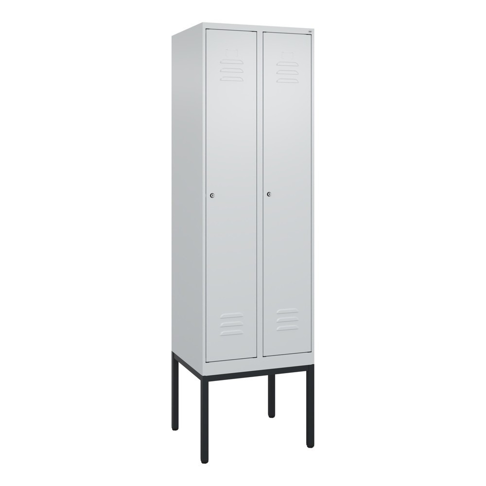 Produktabbildung: C+P Spind Classic PLUS, Gestell, 2 Abteile, HxBxT 2.120 x 600 x 500 mm, lichtgrau, lichtgrau, Zylinderschloss, ohne Mitteltrennwand