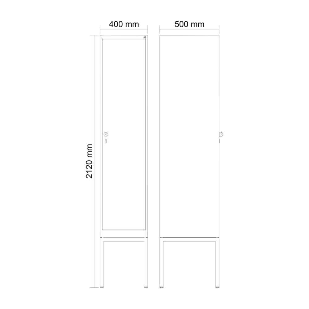 Produktabbildung Nr. 9: C+P Spind Classic PLUS, Gestell, 1 Abteil, HxBxT 2.120 x 400 x 500 mm, lichtgrau, rubinrot, für Vorhängeschloss, ohne Mitteltrennwand