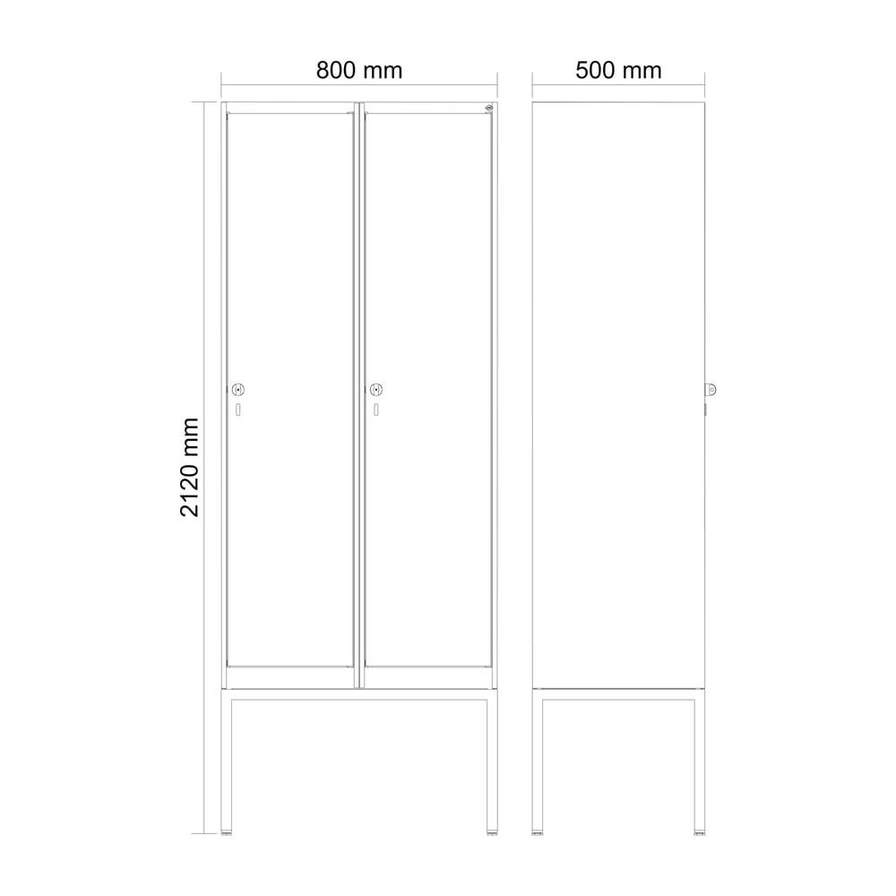 Produktabbildung Nr. 9: C+P Spind Classic PLUS, Gestell, 2 Abteile, HxBxT 2.120 x 800 x 500 mm, lichtgrau, rubinrot, für Vorhängeschloss, ohne Mitteltrennwand