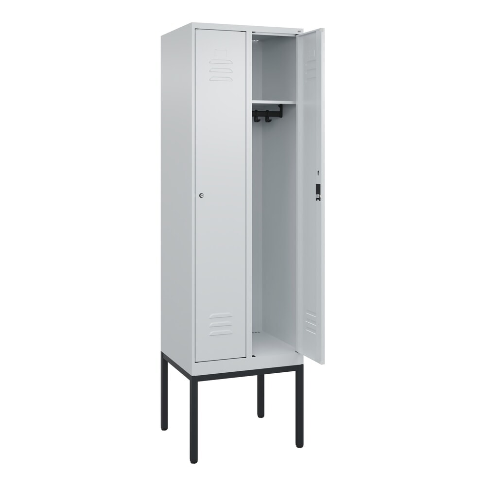Illustration du produit: C+P Spind Classic PLUS, Gestell, 2 Abteile, HxBxT 2.120 x 600 x 500 mm, lichtgrau, lichtgrau, Zylinderschloss, ohne Mitteltrennwand