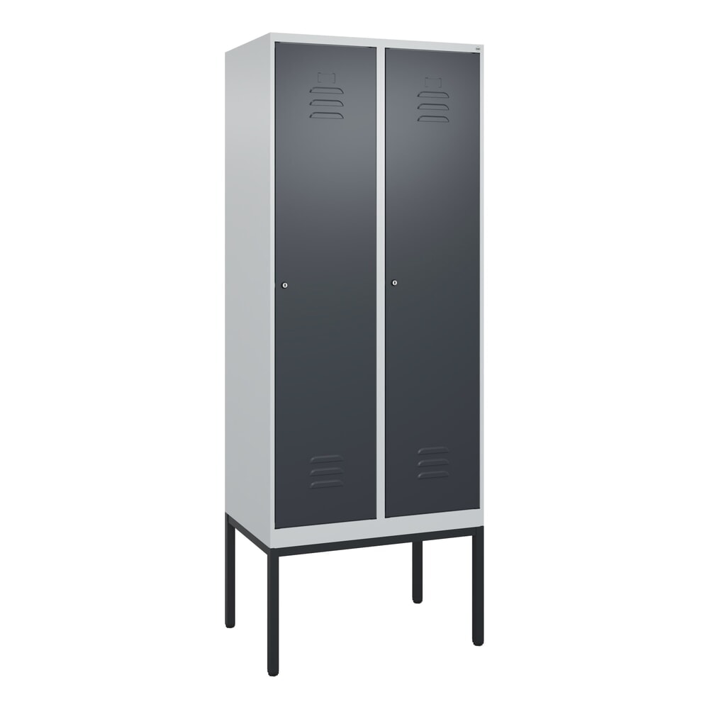 N° de l'image du produit 9 : C+P Spind Classic PLUS, Gestell, 2 Abteile, HxBxT 2.120 x 800 x 500 mm, lichtgrau, anthrazitgrau, Zylinderschloss, ohne Mitteltrennwand