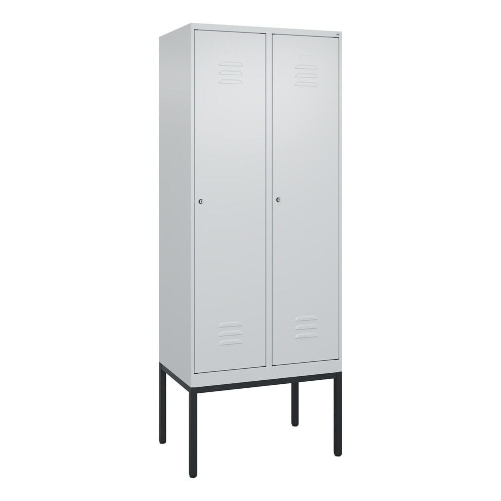N° de l'image du produit 9 : C+P Spind Classic PLUS, Gestell, 2 Abteile, HxBxT 2.120 x 800 x 500 mm, lichtgrau, lichtgrau, Zylinderschloss, ohne Mitteltrennwand