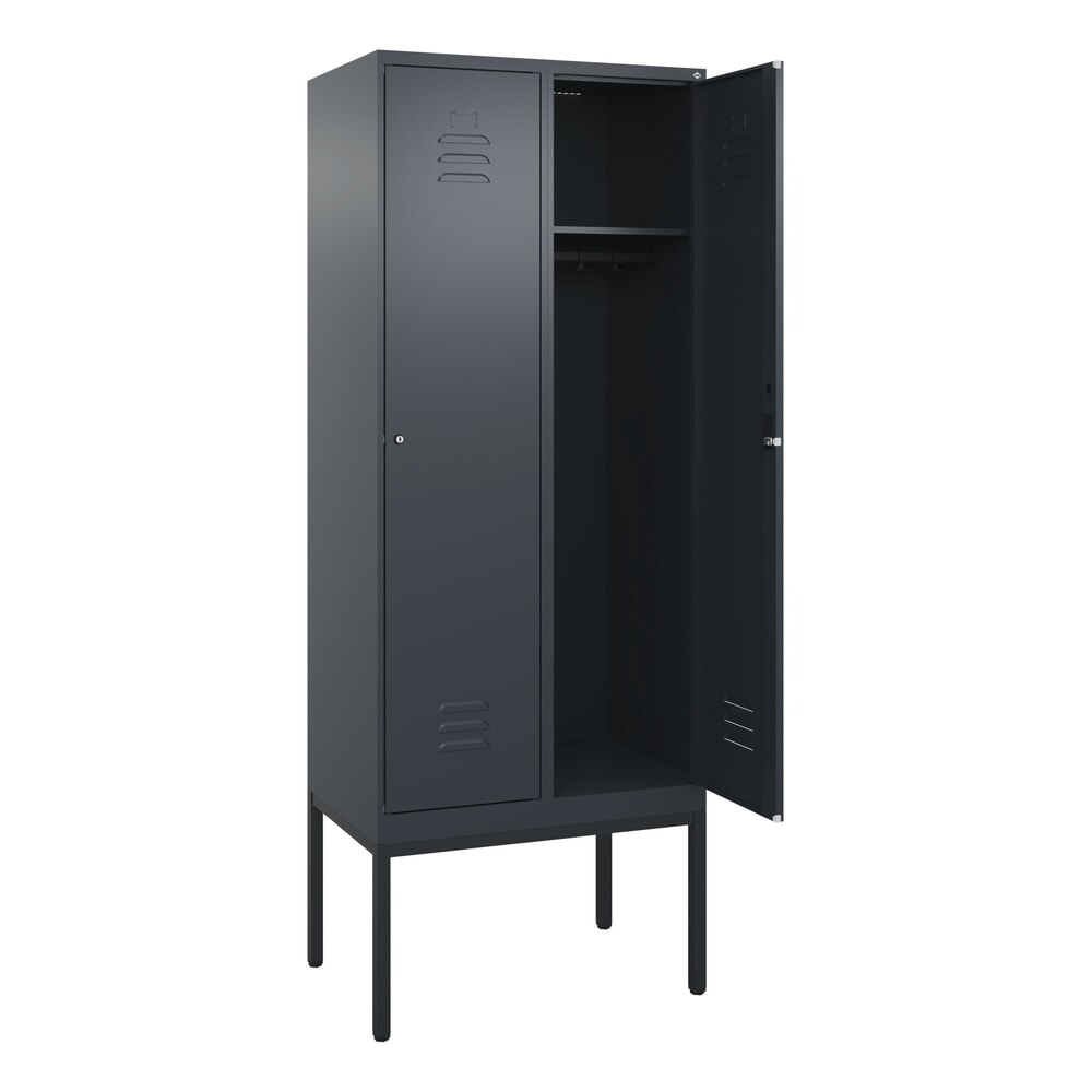 Produktabbildung: C+P Spind Classic PLUS, Gestell, 2 Abteile, HxBxT 2.120 x 800 x 500 mm, anthrazitgrau, anthrazitgrau, Zylinderschloss, ohne Mitteltrennwand