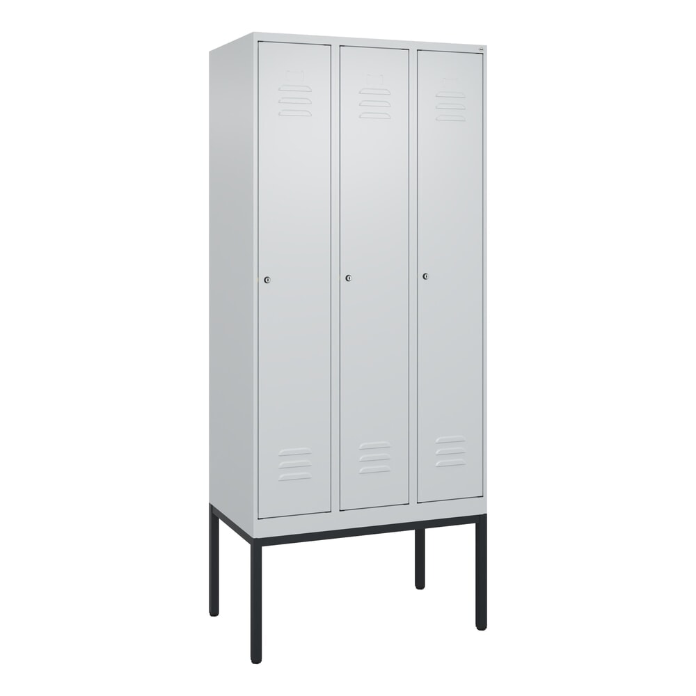 N° de l'image du produit 9 : C+P Spind Classic PLUS, Gestell, 3 Abteile, HxBxT 2.120 x 900 x 500 mm, lichtgrau, lichtgrau, Zylinderschloss, ohne Mitteltrennwand