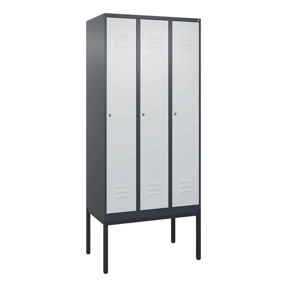 Produktabbildung Nr. 9: C+P Spind Classic PLUS, Gestell, 3 Abteile, HxBxT 2.120 x 900 x 500 mm, anthrazitgrau, lichtgrau, Zylinderschloss, ohne Mitteltrennwand
