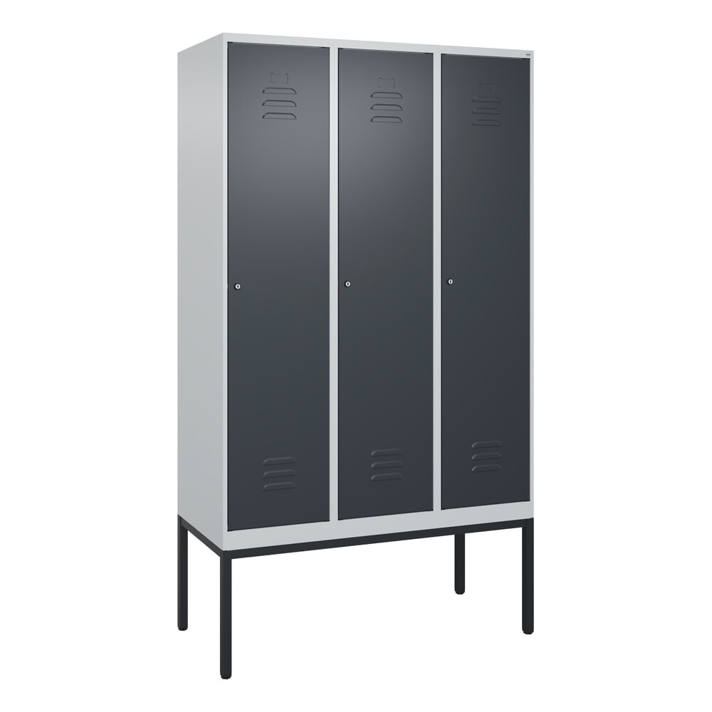 Produktabbildung Nr. 9: C+P Spind Classic PLUS, Gestell, 3 Abteile, HxBxT 2.120 x 1.200 x 500 mm, lichtgrau, anthrazitgrau, Zylinderschloss, ohne Mitteltrennwand