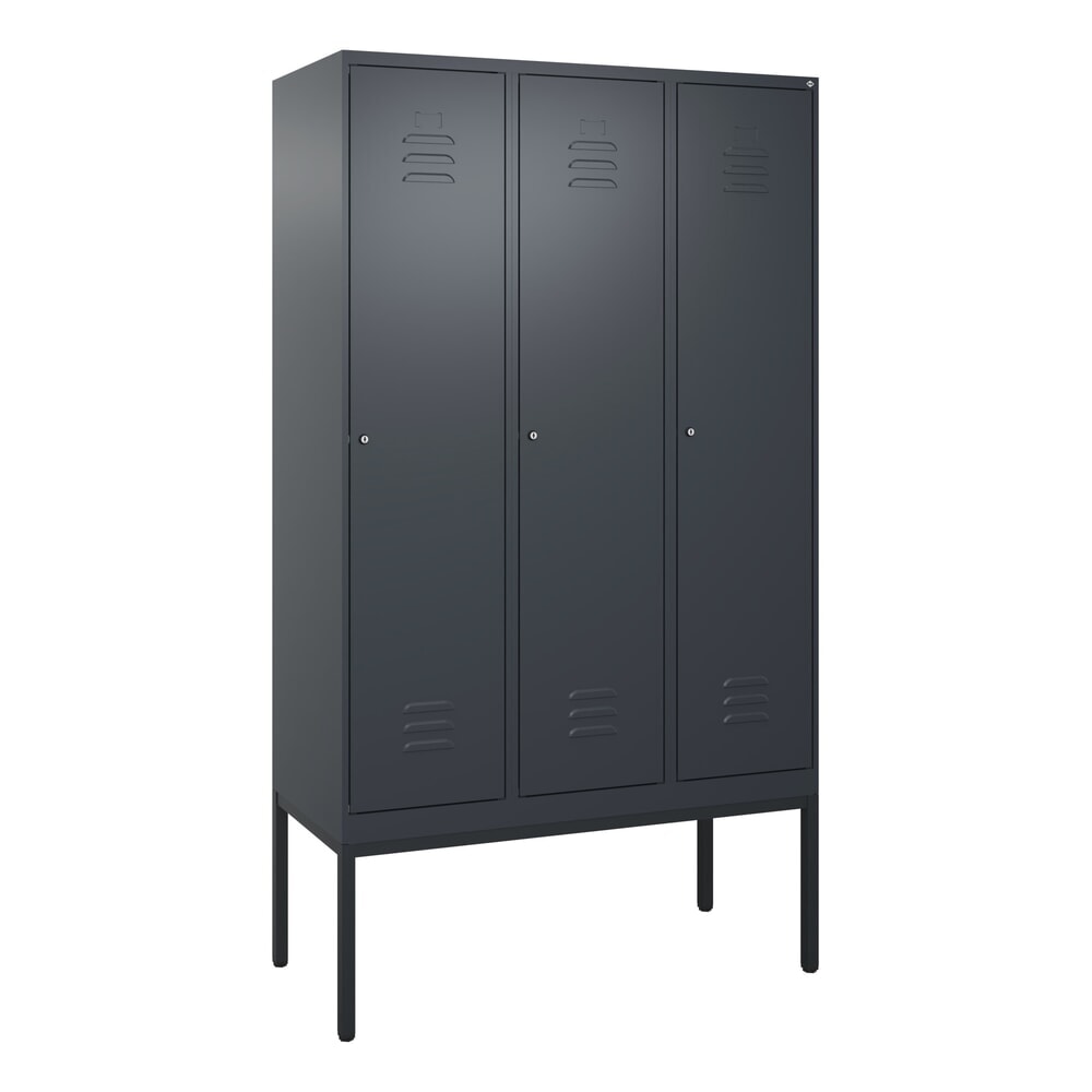 Produktabbildung Nr. 9: C+P Spind Classic PLUS, Gestell, 3 Abteile, HxBxT 2.120 x 1.200 x 500 mm, anthrazitgrau, anthrazitgrau, Zylinderschloss, ohne Mitteltrennwand