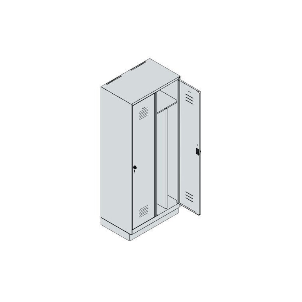 Produktabbildung Nr. 7: C+P Spind Classic PLUS, Sockel, 2 Abteile, HxBxT 1.950 x 800 x 500 mm, lichtgrau, anthrazitgrau, für Vorhängeschloss, mit Mitteltrennwand