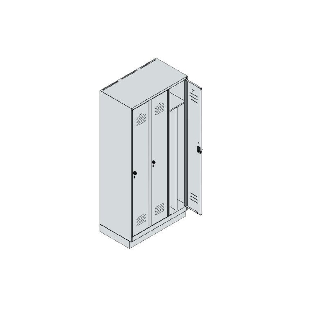 C+P Spind Classic PLUS, Sockel, 3 Abteile, HxBxT 1.950 x 900 x 500 mm, lichtgrau, enzianblau, für Vorhängeschloss, mit Mitteltrennwand Produktabbildung Nr. 7: C+P Spind Classic PLUS, Sockel, 3 Abteile, HxBxT 1.950 x 900 x 500 mm, lichtgrau, enzianblau, für Vorhängeschloss, mit Mitteltrennwand