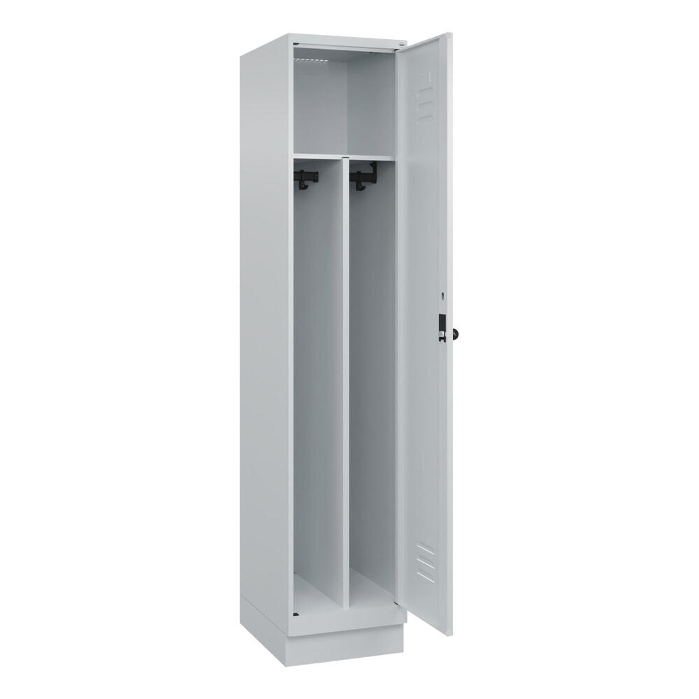 Produktabbildung: C+P Spind Classic PLUS, Sockel, 1 Abteil, HxBxT 1.950 x 400 x 500 mm, lichtgrau, lichtgrau, für Vorhängeschloss, mit Mitteltrennwand