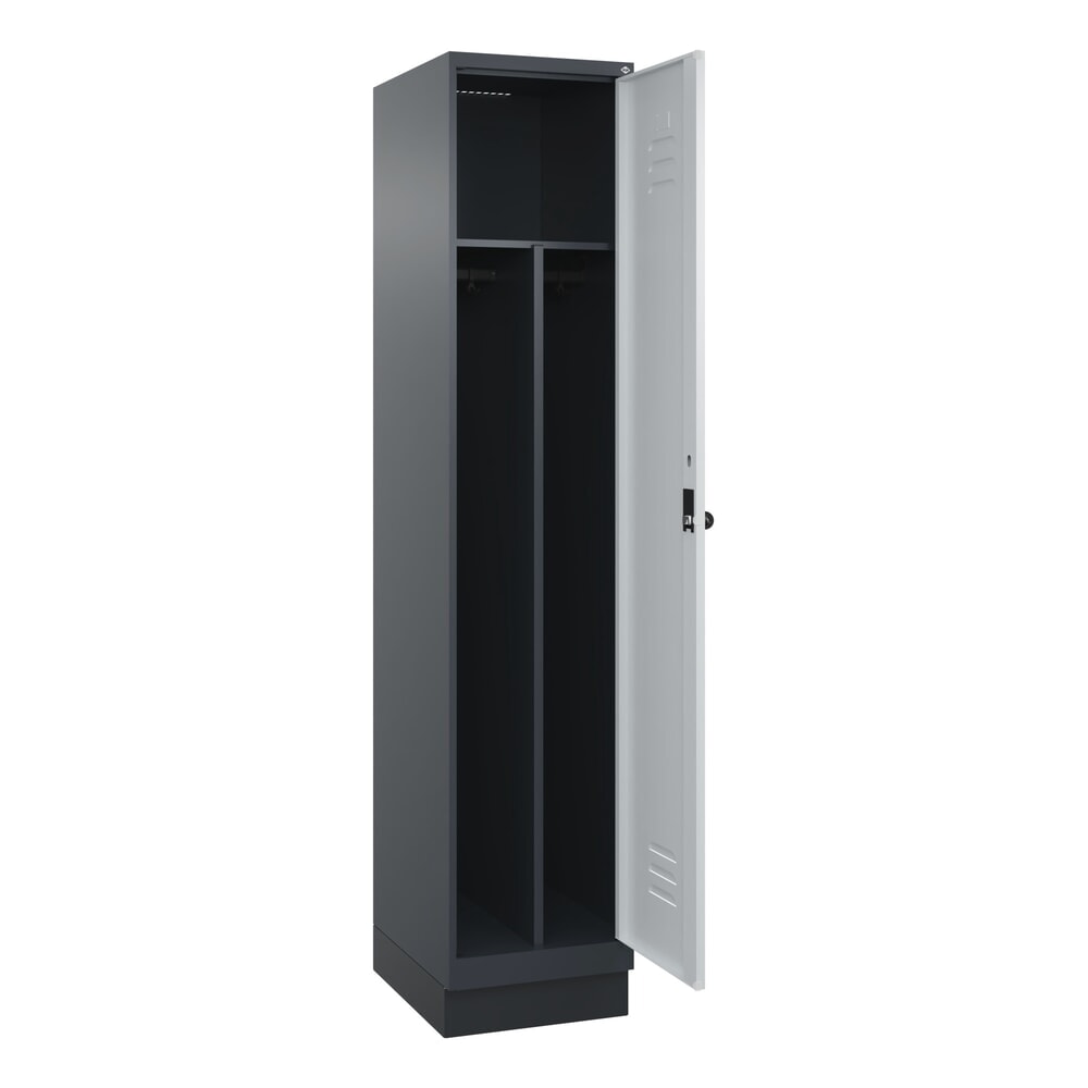 Illustration du produit: C+P Spind Classic PLUS, Sockel, 1 Abteil, HxBxT 1.950 x 400 x 500 mm, anthrazitgrau, lichtgrau, für Vorhängeschloss, mit Mitteltrennwand