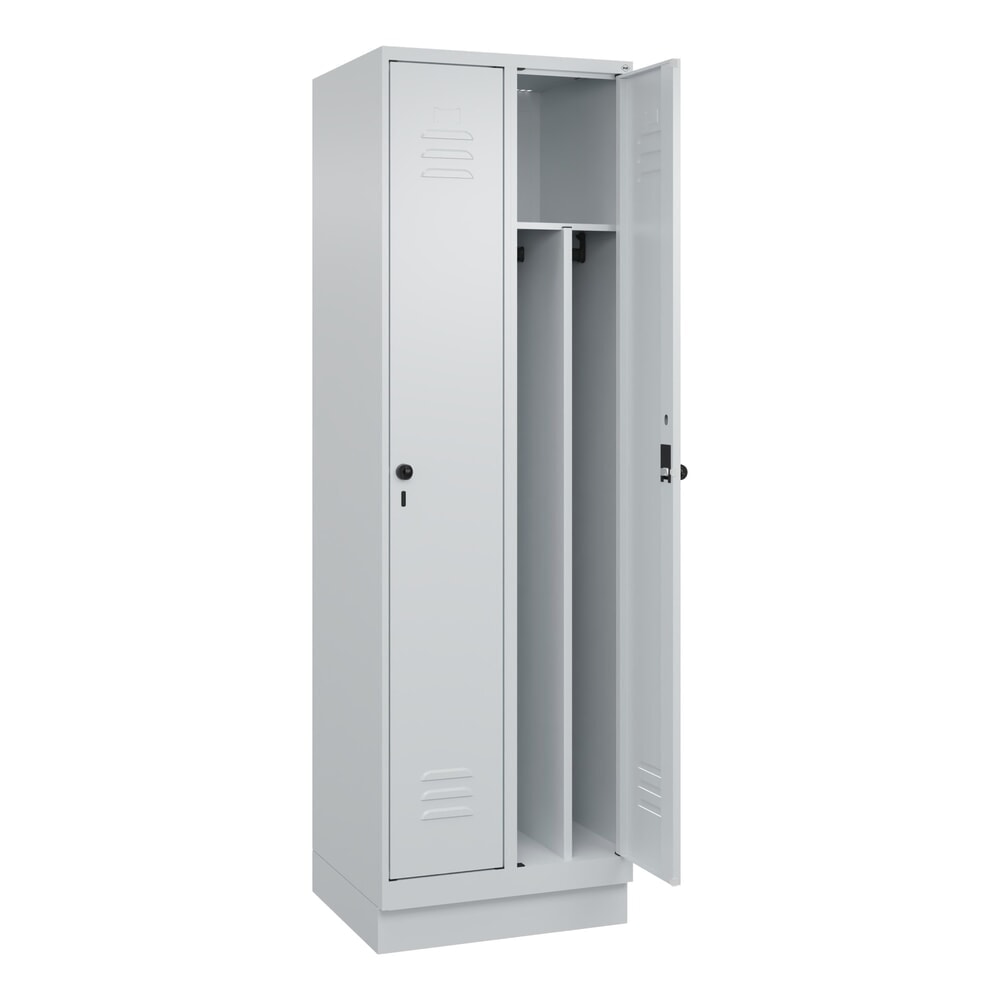 Illustration du produit: C+P Spind Classic PLUS, Sockel, 2 Abteile, HxBxT 1.950 x 600 x 500 mm, lichtgrau, lichtgrau, für Vorhängeschloss, mit Mitteltrennwand