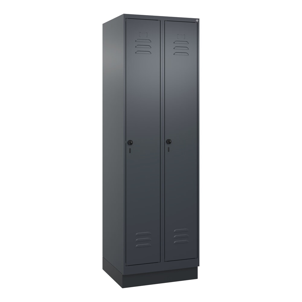 N° de l'image du produit 9 : C+P Spind Classic PLUS, Sockel, 2 Abteile, HxBxT 1.950 x 600 x 500 mm, anthrazitgrau, anthrazitgrau, für Vorhängeschloss, mit Mitteltrennwand