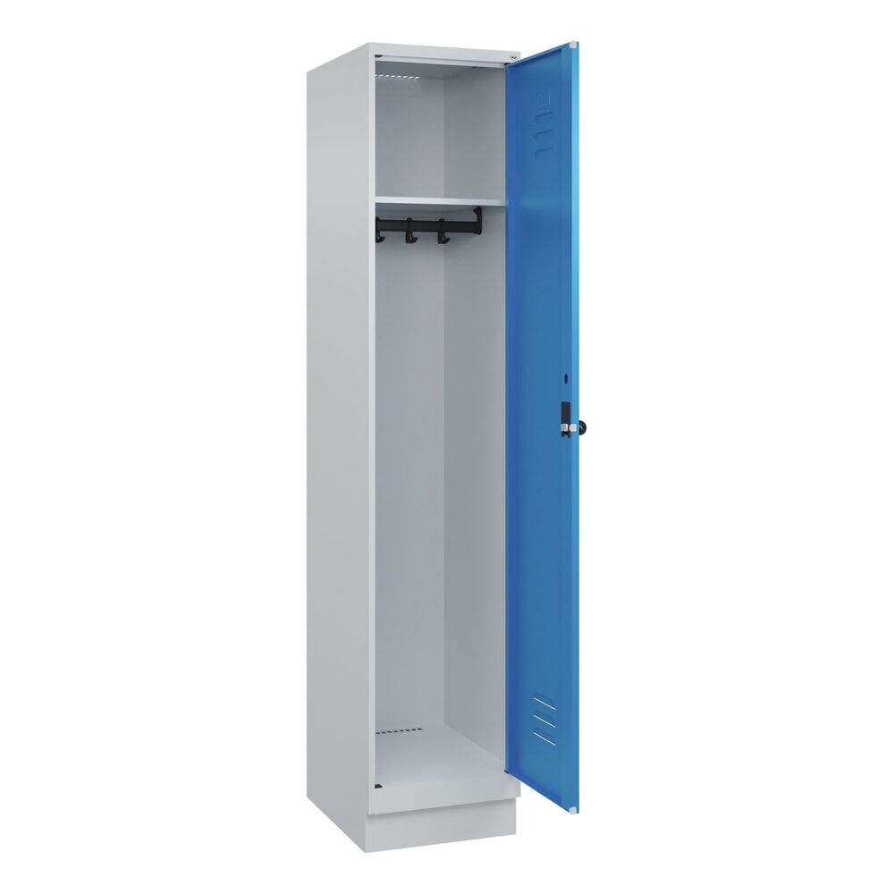 Produktabbildung: C+P Spind Classic PLUS, Sockel, 1 Abteil, HxBxT 1.950 x 400 x 500 mm, lichtgrau, lichtblau, für Vorhängeschloss, ohne Mitteltrennwand