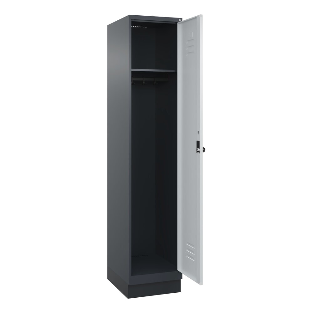 Produktabbildung: C+P Spind Classic PLUS, Sockel, 1 Abteil, HxBxT 1.950 x 400 x 500 mm, anthrazitgrau, lichtgrau, für Vorhängeschloss, ohne Mitteltrennwand