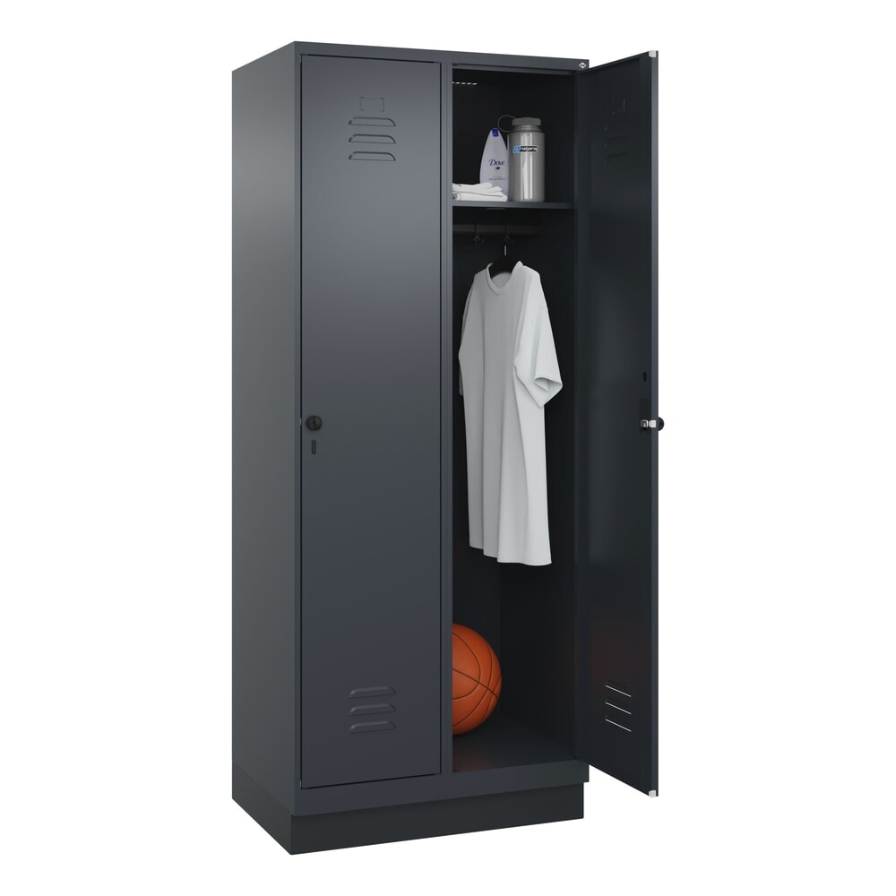 Produktabbildung Nr. 10: C+P Spind Classic PLUS, Sockel, 2 Abteile, HxBxT 1.950 x 800 x 500 mm, anthrazitgrau, anthrazitgrau, für Vorhängeschloss, ohne Mitteltrennwand