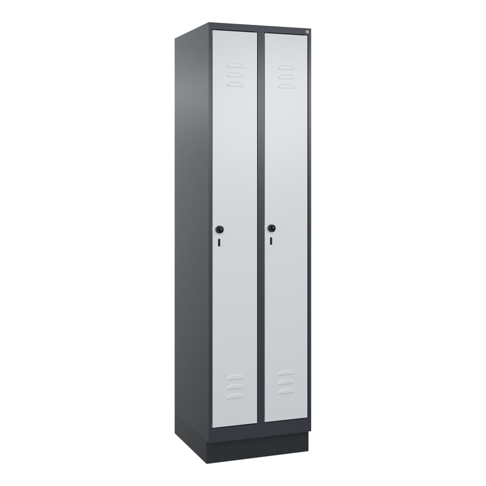 Produktabbildung Nr. 9: C+P Spind Classic PLUS, Sockel, 2 Abteile, HxBxT 1.950 x 500 x 500 mm, anthrazitgrau, lichtgrau, für Vorhängeschloss, ohne Mitteltrennwand