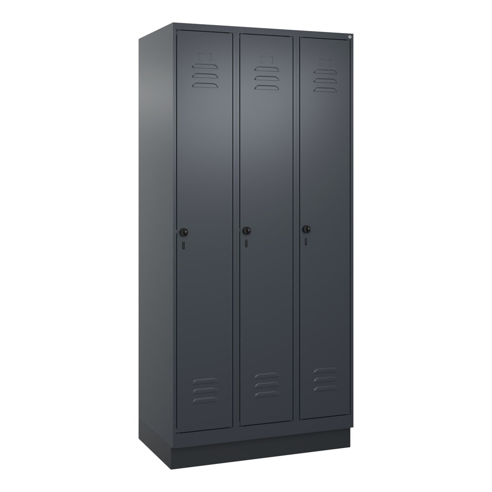 N° de l'image du produit 9 : C+P Spind Classic PLUS, Sockel, 3 Abteile, HxBxT 1.950 x 900 x 500 mm, anthrazitgrau, anthrazitgrau, für Vorhängeschloss, ohne Mitteltrennwand