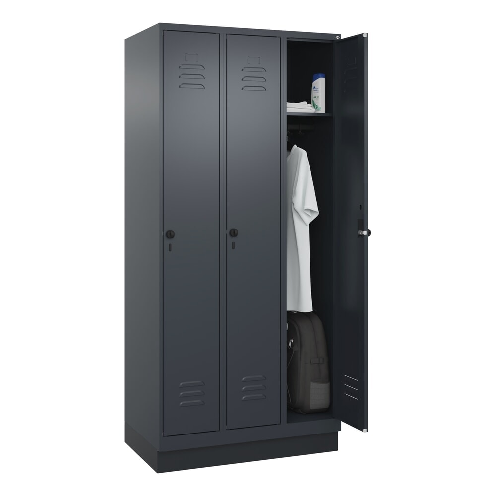 N° de l'image du produit 10 : C+P Spind Classic PLUS, Sockel, 3 Abteile, HxBxT 1.950 x 900 x 500 mm, anthrazitgrau, anthrazitgrau, für Vorhängeschloss, ohne Mitteltrennwand