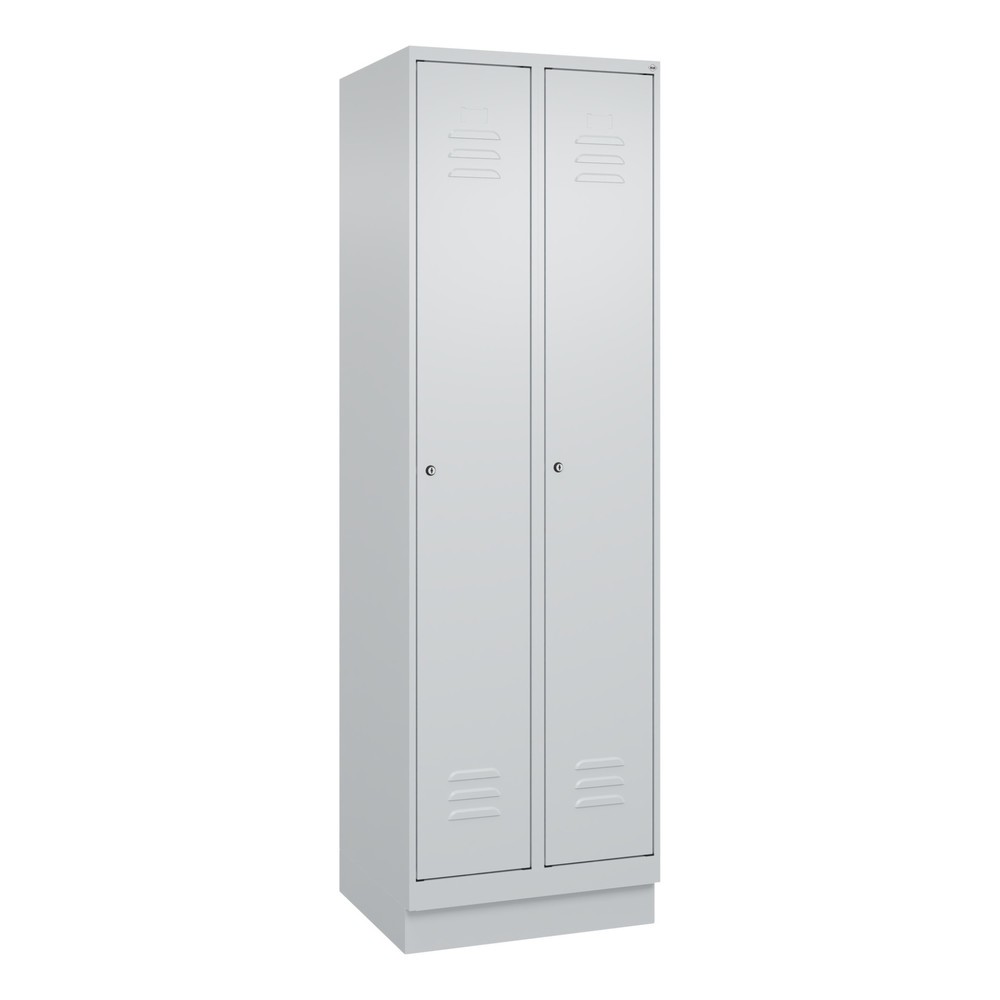 Produktabbildung: C+P Spind Classic PLUS, Sockel, 2 Abteile, HxBxT 1.950 x 600 x 500 mm, lichtgrau, lichtgrau, Zylinderschloss, mit Mitteltrennwand
