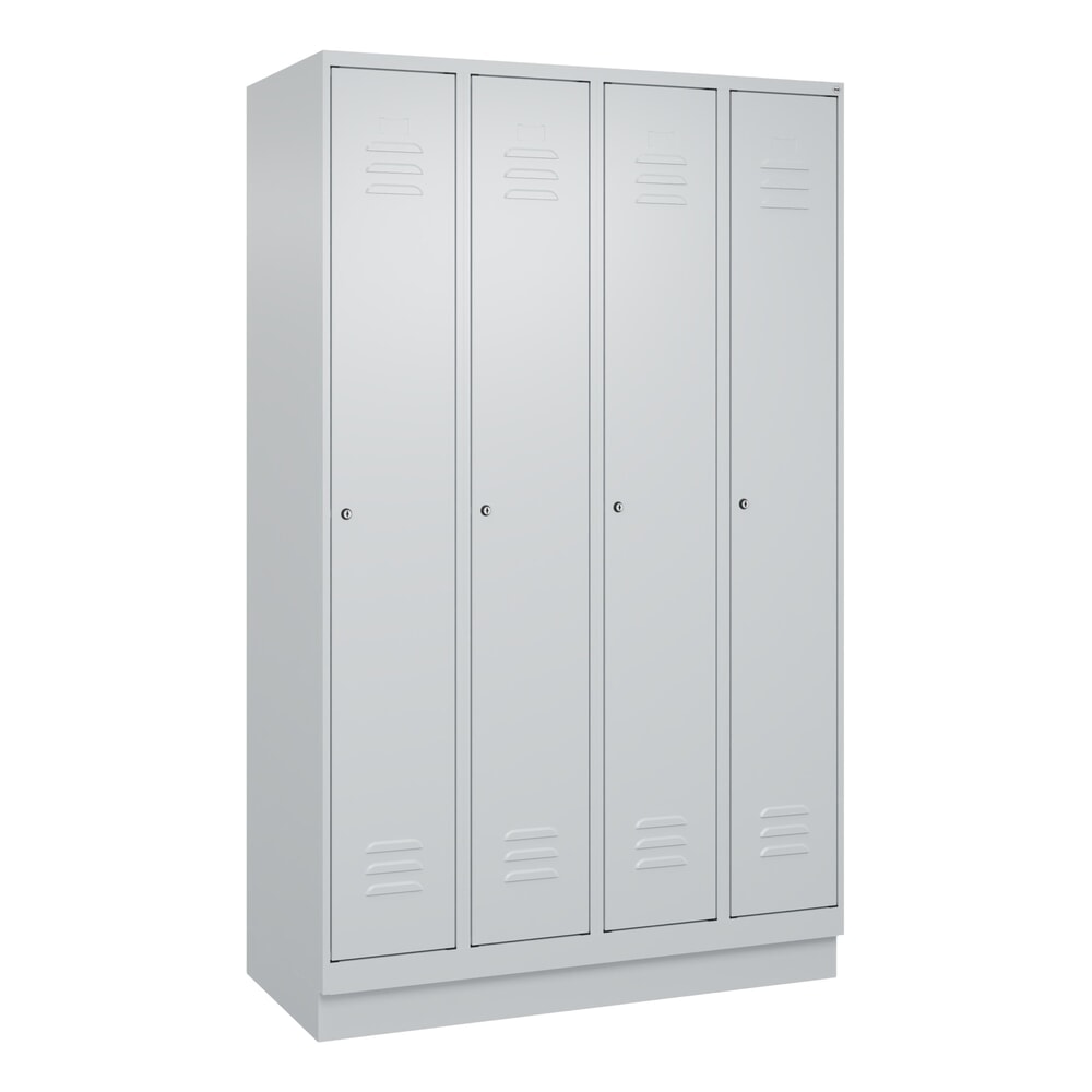 Produktabbildung Nr. 9: C+P Spind Classic PLUS, Sockel, 4 Abteile, HxBxT 1.950 x 1.200 x 500 mm, lichtgrau, lichtgrau, Zylinderschloss, mit Mitteltrennwand