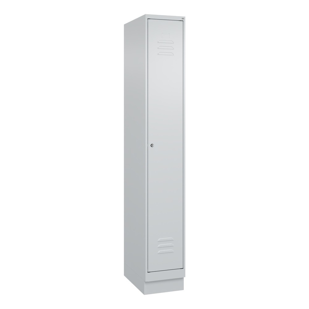 Produktabbildung: C+P Spind Classic PLUS, Sockel, 1 Abteil, HxBxT 1.950 x 300 x 500 mm, lichtgrau, lichtgrau, Zylinderschloss, ohne Mitteltrennwand