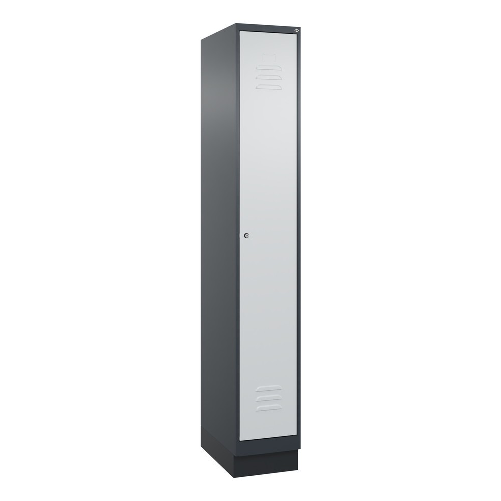 Produktabbildung: C+P Spind Classic PLUS, Sockel, 1 Abteil, HxBxT 1.950 x 300 x 500 mm, anthrazitgrau, lichtgrau, Zylinderschloss, ohne Mitteltrennwand