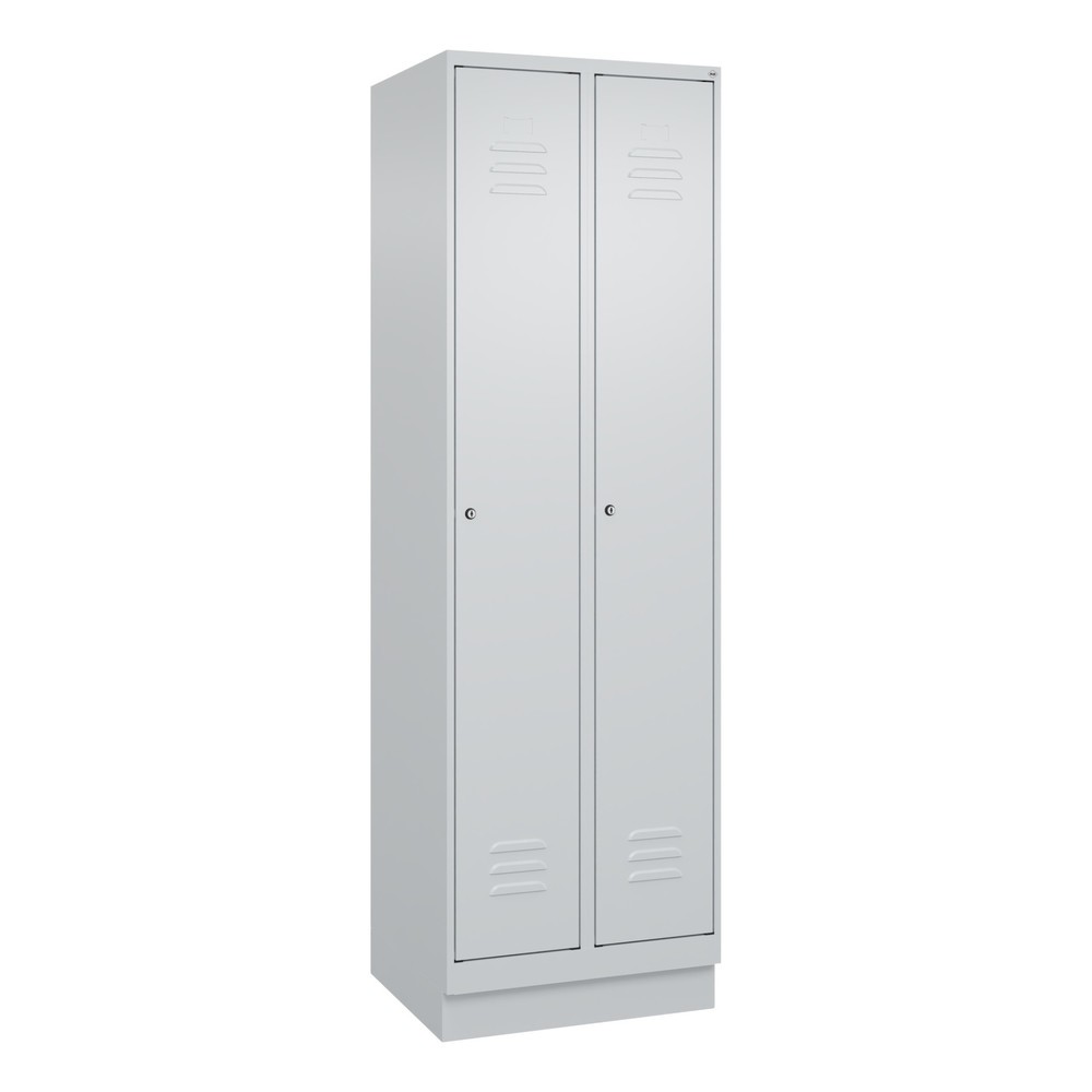 Produktabbildung: C+P Spind Classic PLUS, Sockel, 2 Abteile, HxBxT 1.950 x 600 x 500 mm, lichtgrau, lichtgrau, Zylinderschloss, ohne Mitteltrennwand