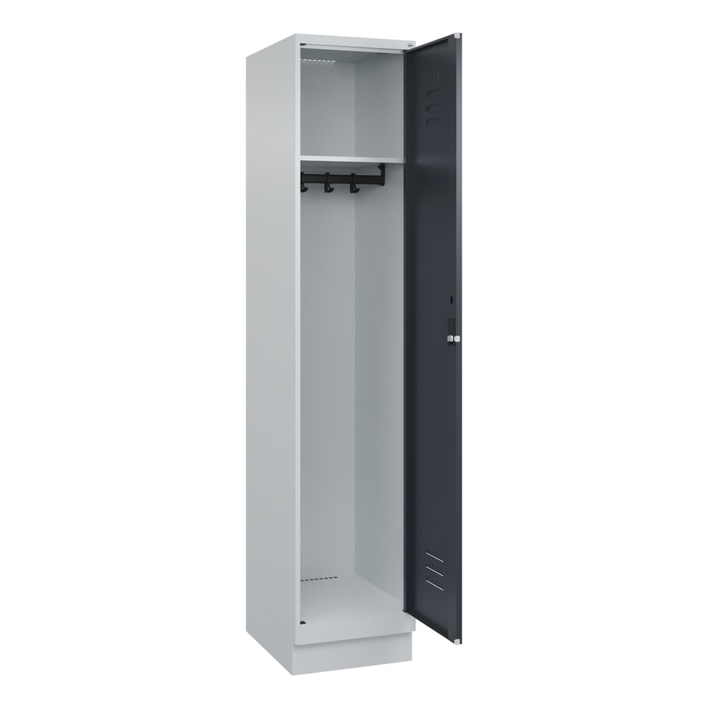 Produktabbildung: C+P Spind Classic PLUS, Sockel, 1 Abteil, HxBxT 1.950 x 400 x 500 mm, lichtgrau, anthrazitgrau, Zylinderschloss, ohne Mitteltrennwand