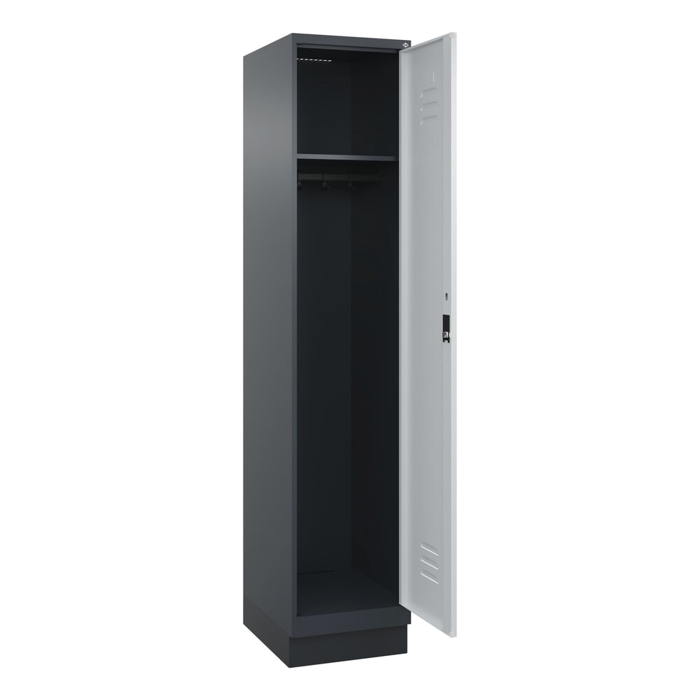 Produktabbildung: C+P Spind Classic PLUS, Sockel, 1 Abteil, HxBxT 1.950 x 400 x 500 mm, anthrazitgrau, lichtgrau, Zylinderschloss, ohne Mitteltrennwand