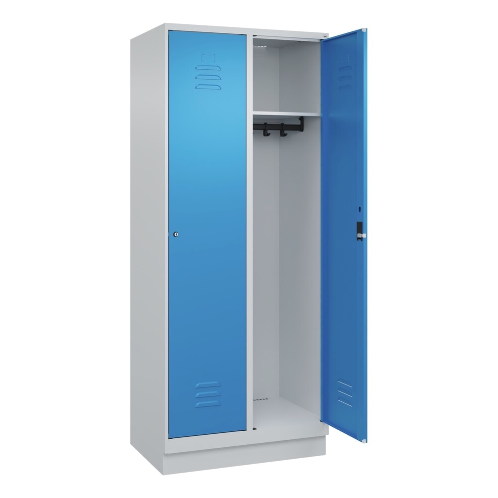 Illustration du produit: C+P Spind Classic PLUS, Sockel, 2 Abteile, HxBxT 1.950 x 800 x 500 mm, lichtgrau, lichtblau, Zylinderschloss, ohne Mitteltrennwand