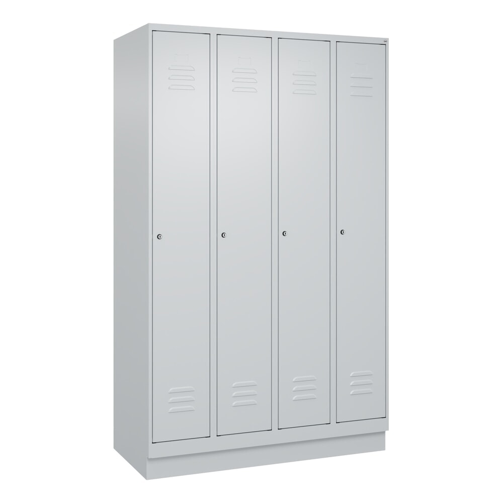 Produktabbildung Nr. 9: C+P Spind Classic PLUS, Sockel, 4 Abteile, HxBxT 1.950 x 1.200 x 500 mm, lichtgrau, lichtgrau, Zylinderschloss, ohne Mitteltrennwand