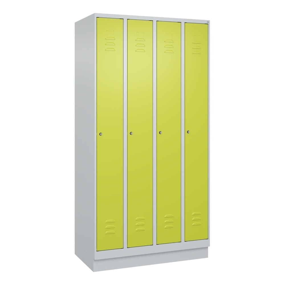 C+P Spind Classic PLUS, Sockel, 4 Abteile, HxBxT 1.950 x 1.000 x 500 mm, lichtgrau, clowngrün, Zylinderschloss, ohne Mitteltrennwand Produktabbildung Nr. 9: C+P Spind Classic PLUS, Sockel, 4 Abteile, HxBxT 1.950 x 1.000 x 500 mm, lichtgrau, clowngrün, Zylinderschloss, ohne Mitteltrennwand